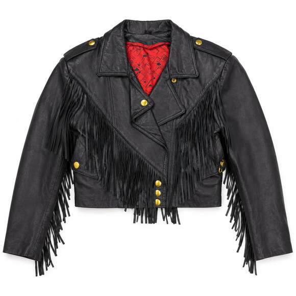 Unknown Jackets & Blazers - Vintage Black Leather Fringe Biker Jacket Size S